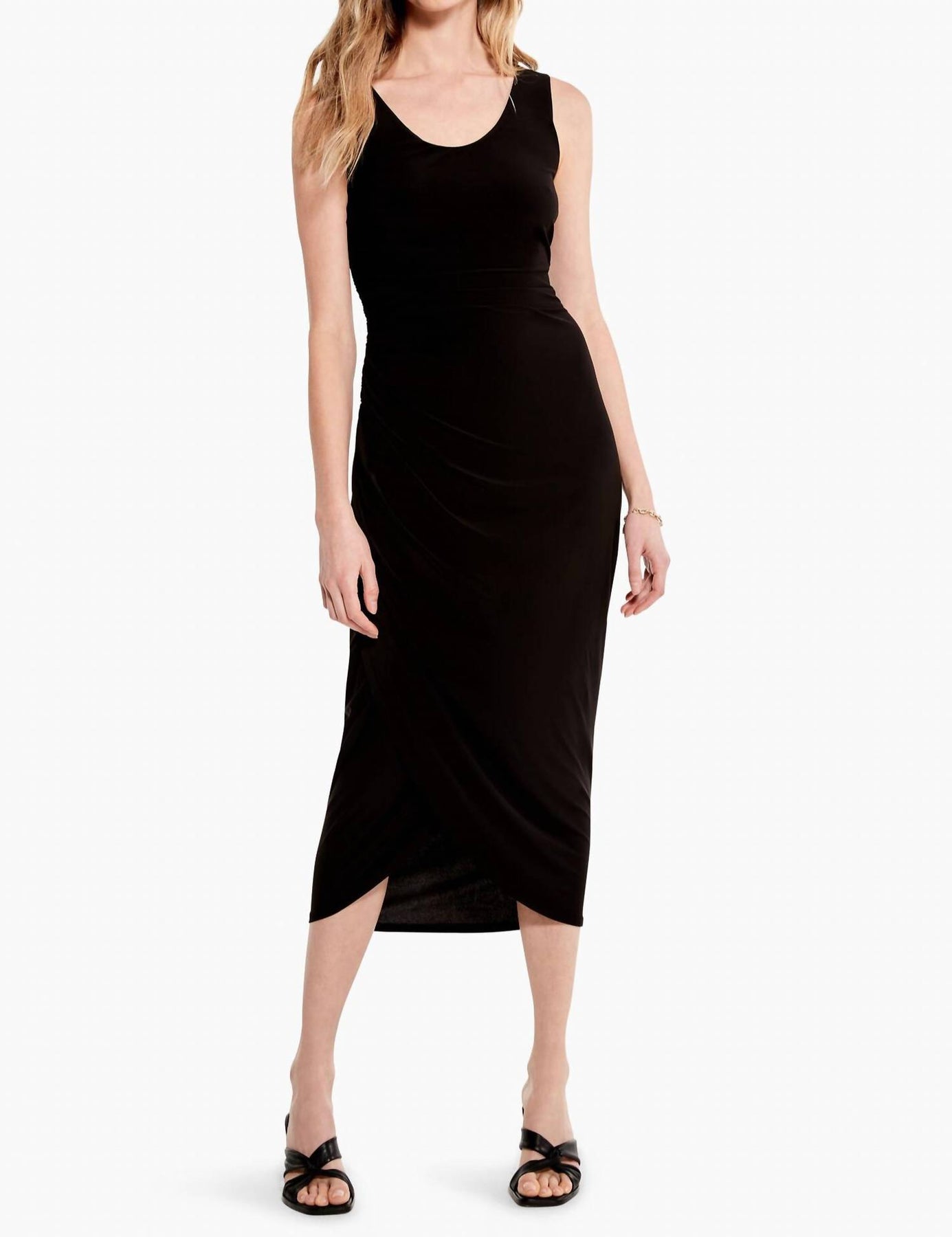 High Twist Ruched Dress In Black Onyx 7803974287420