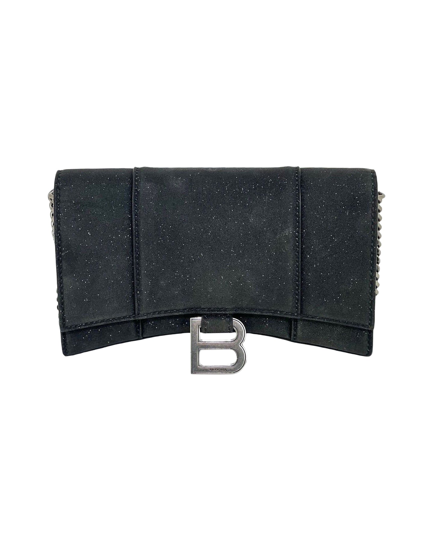 Balenciaga hourglass wallet on chain glitter shoulder bag 7748694868028