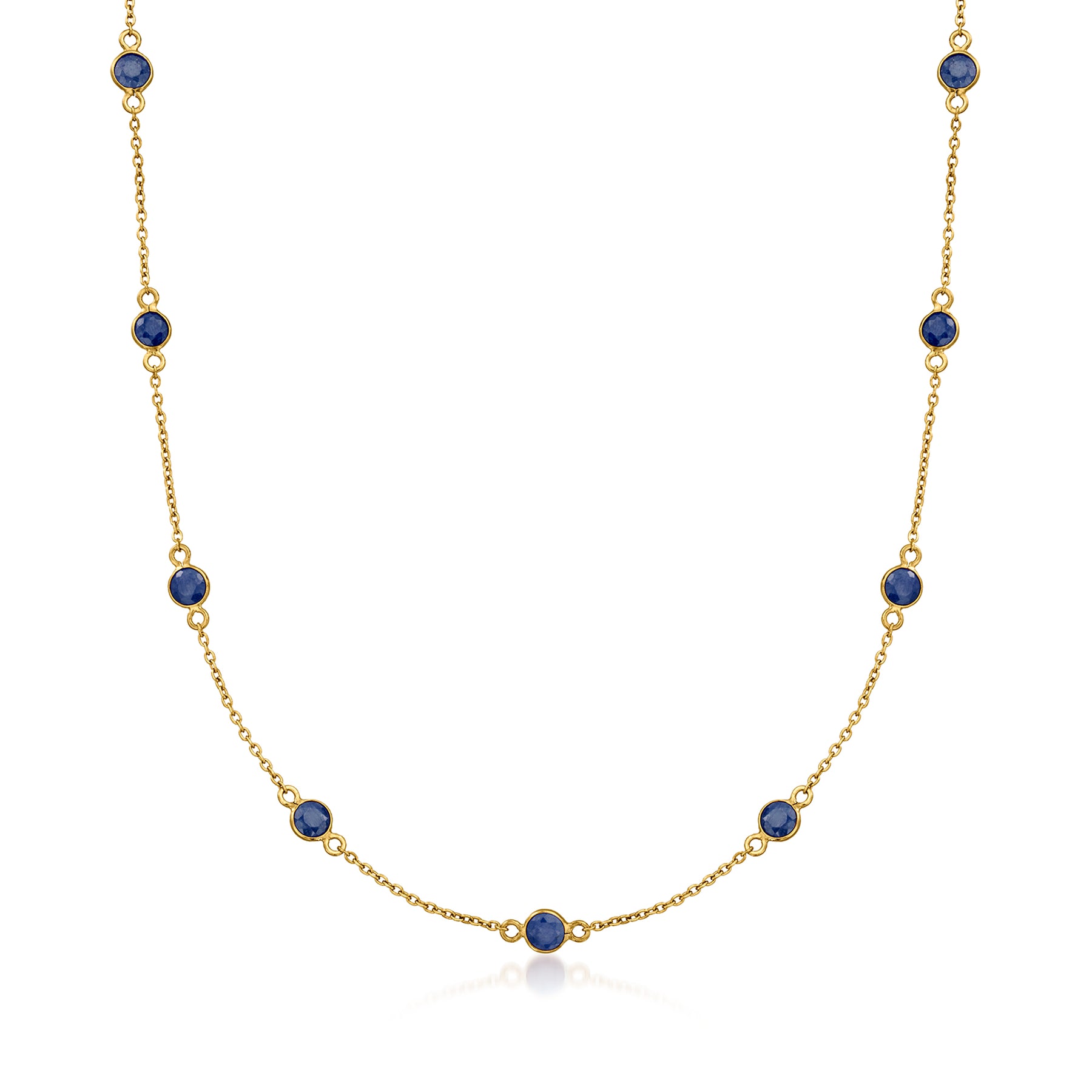 Ross-Simons Sapphire Station Necklace in 18kt Gold Over Sterling