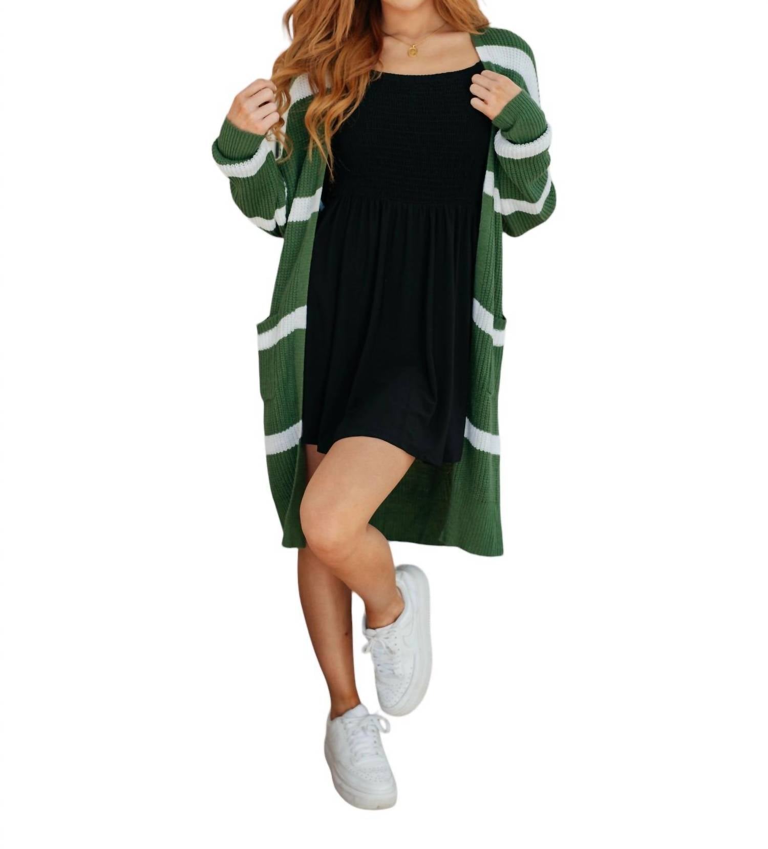 Brighter Is Better Striped Cardigan In Green 7766596616252