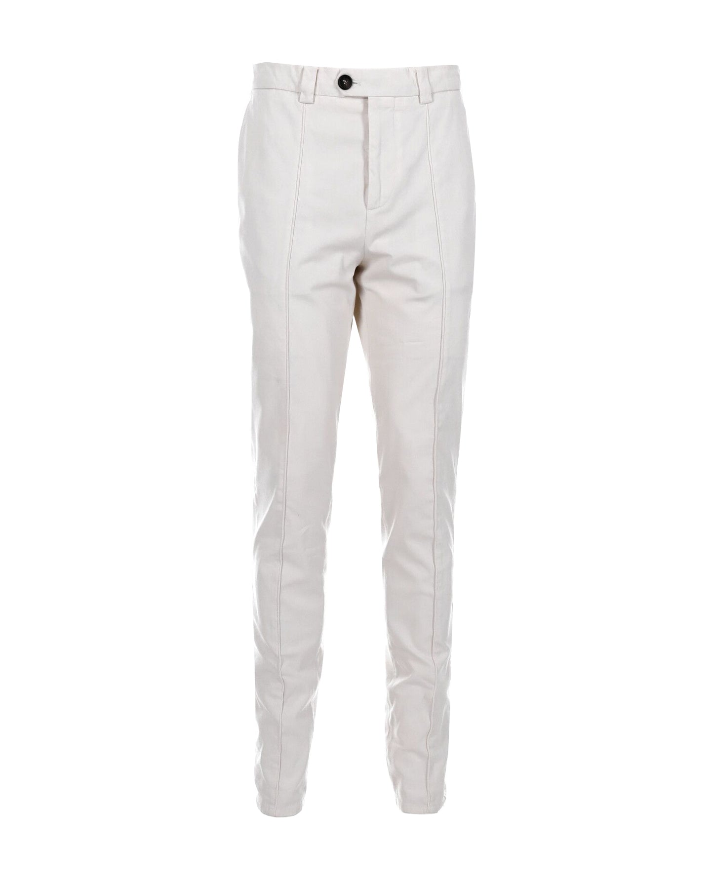 Brunello Cucinelli Slim-Fit Trousers in White Cotton 7748695654460