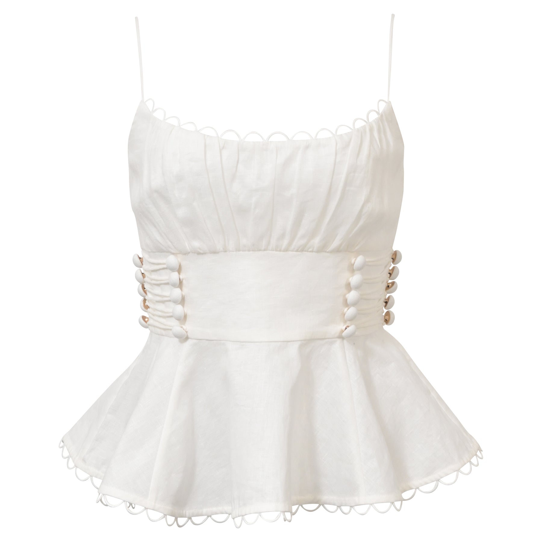 Zimmermann Rosa Laced Peplum Top in White Cotton