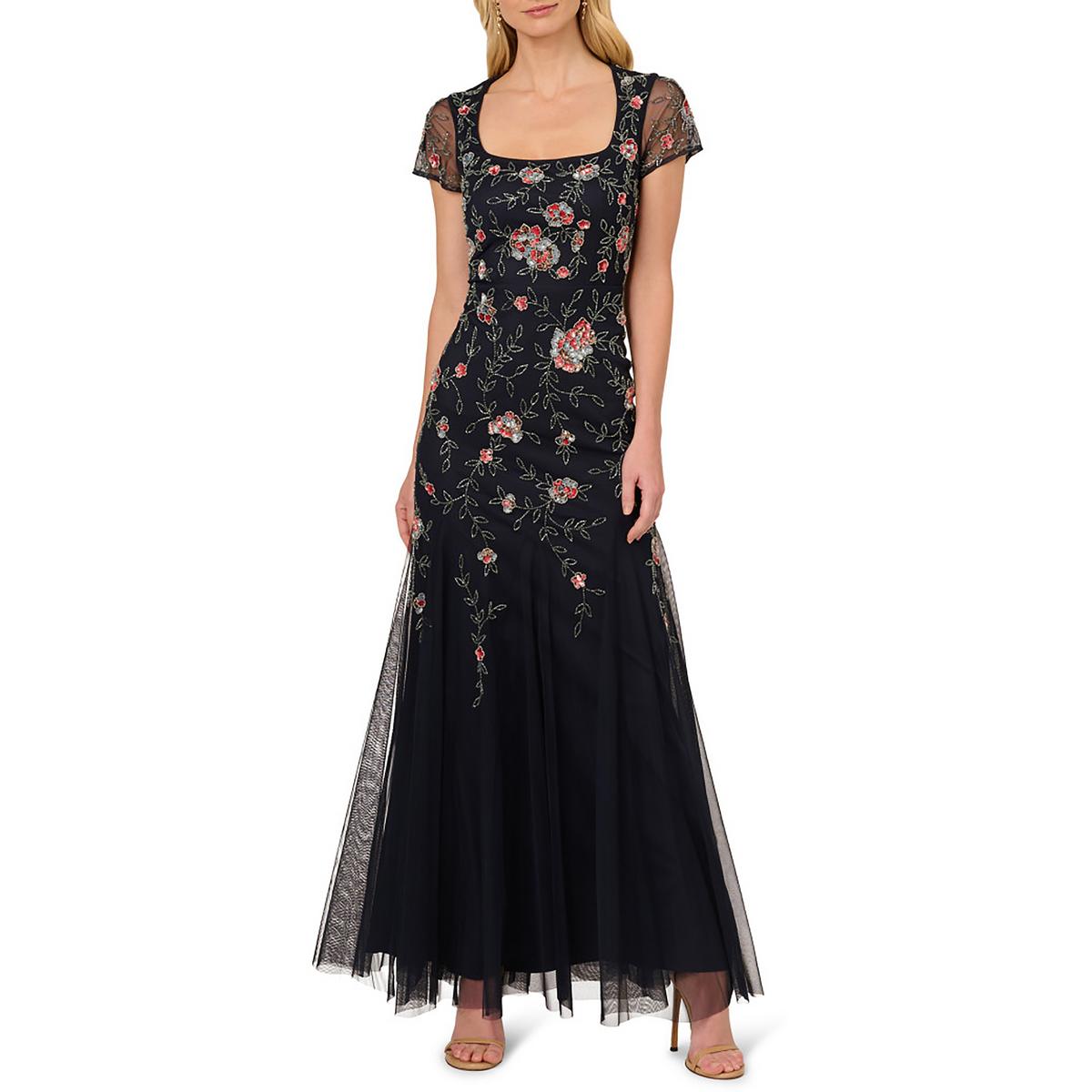 Beaded Mesh Evening Dress