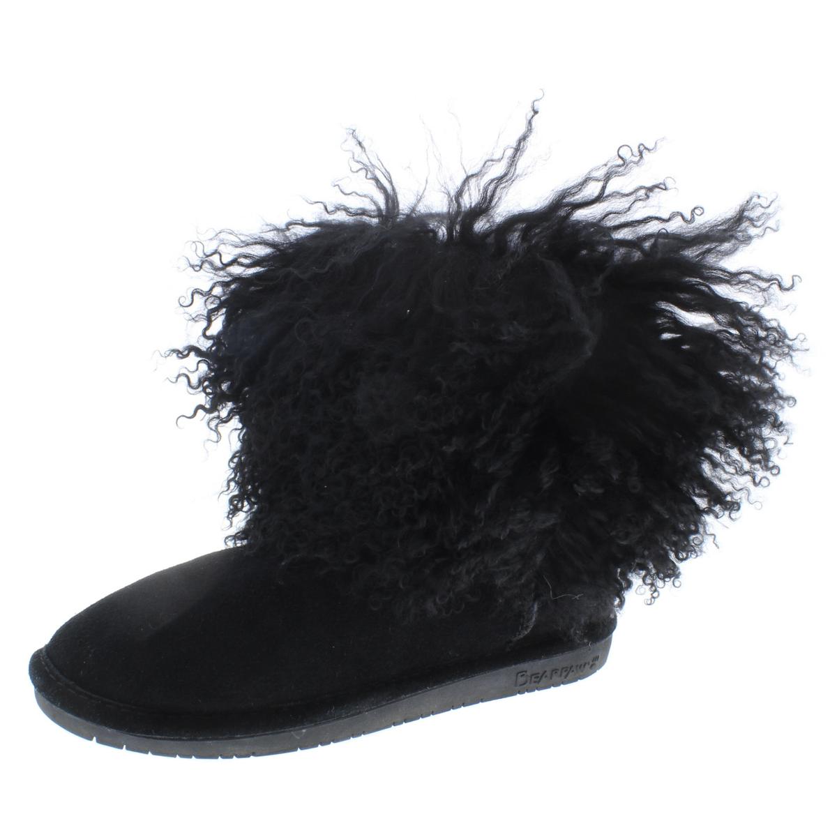 Boo Suede Lamb Hair Cuff Lined Mid-Calf Snow Winter Boots