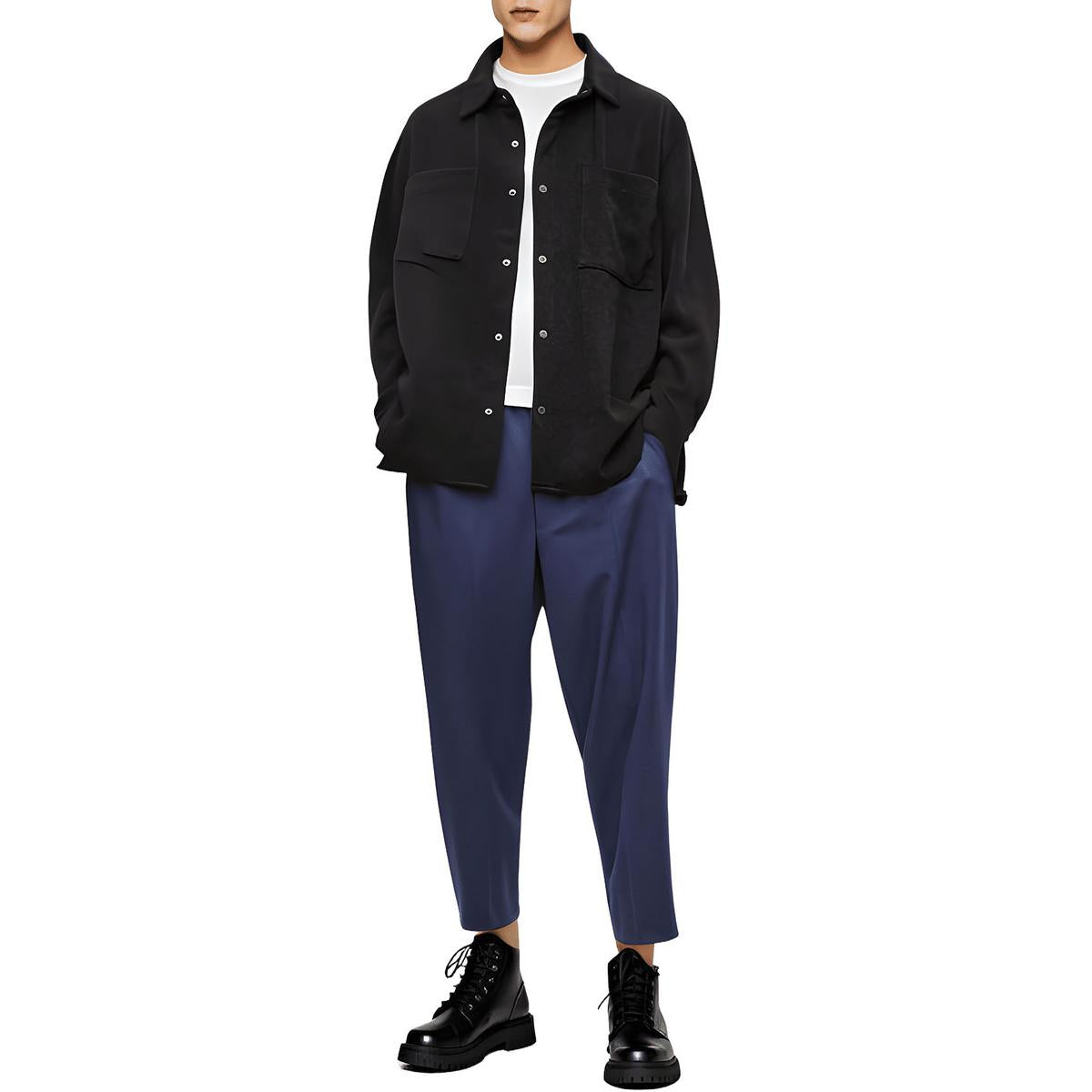 Solid Ribbed Knit Button-Down Shirt