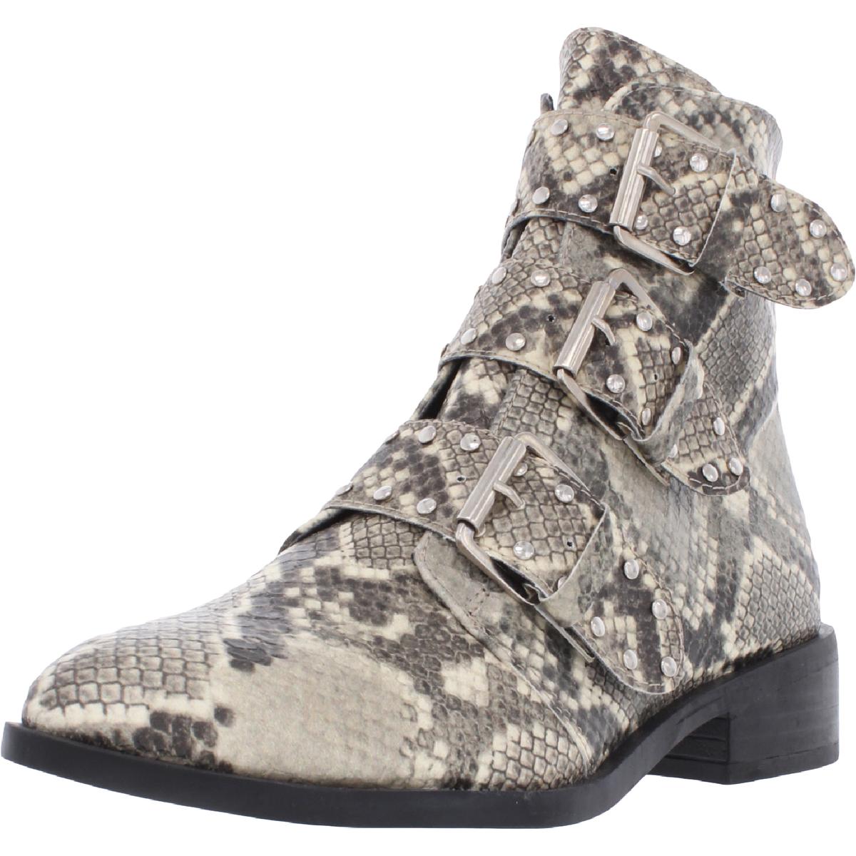 Harmon Snake Print Studded Ankle Boots