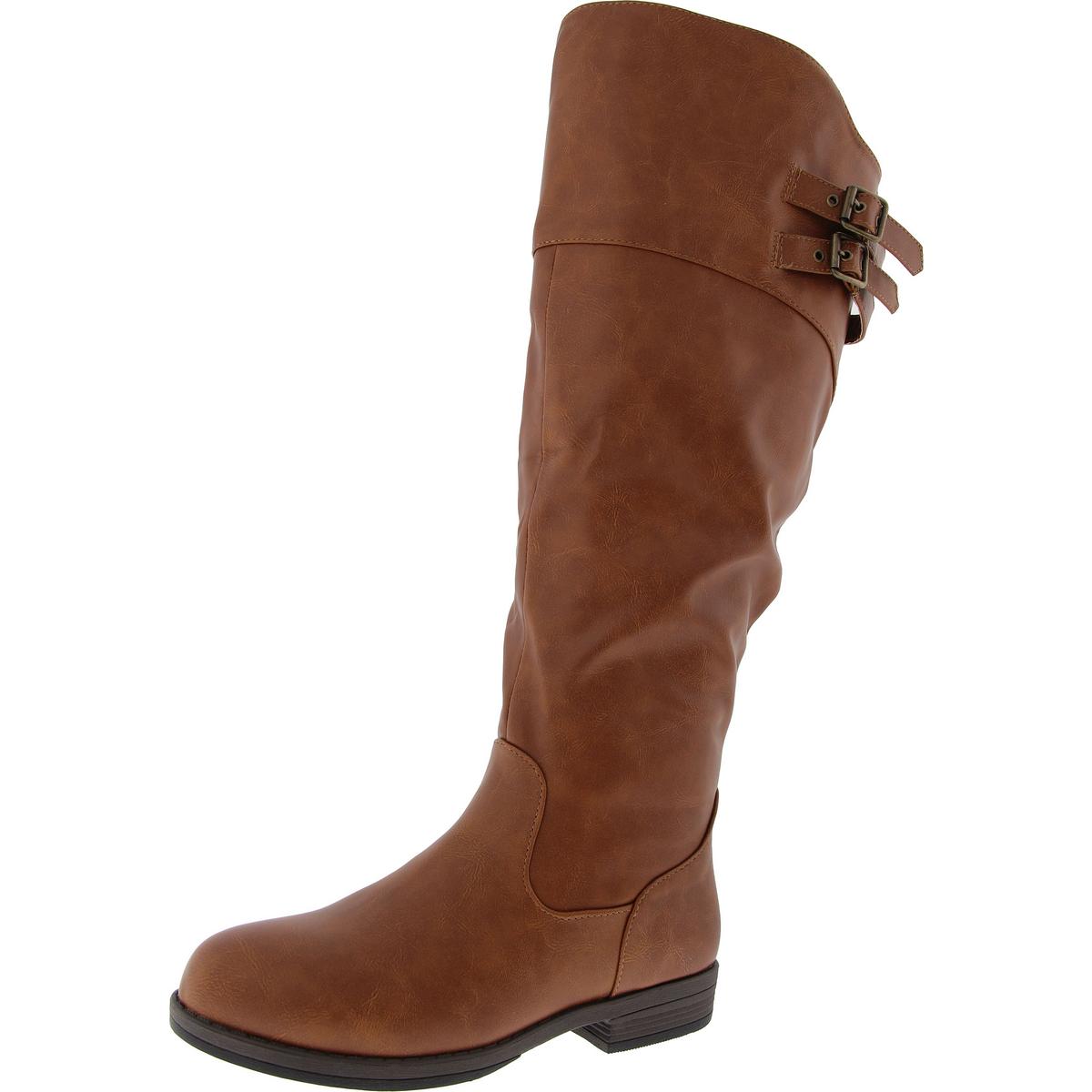 Zipper Faux Leather Knee-High Boots