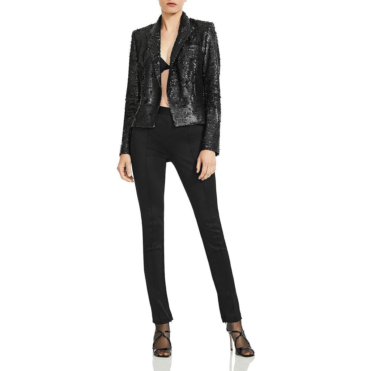 Brooke Sequined Open Front Double-Breasted Blazer