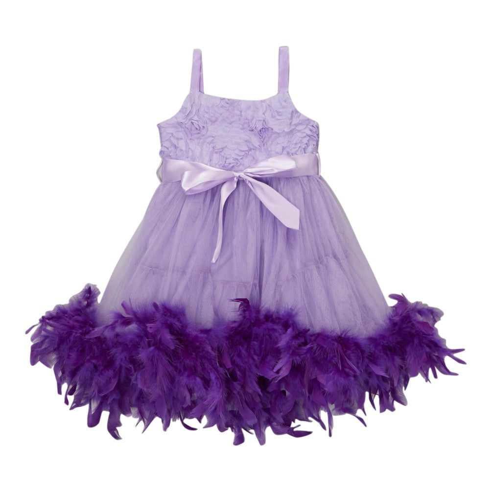 Girls Lavender Feather Rosette Sophia Flower Girl Dress 12M-7