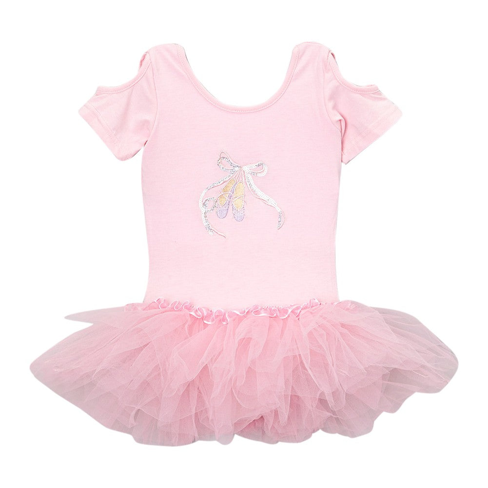 Girls Pink Cut Out Sleeve Ballet Slipper Tutu Dress 12M-10