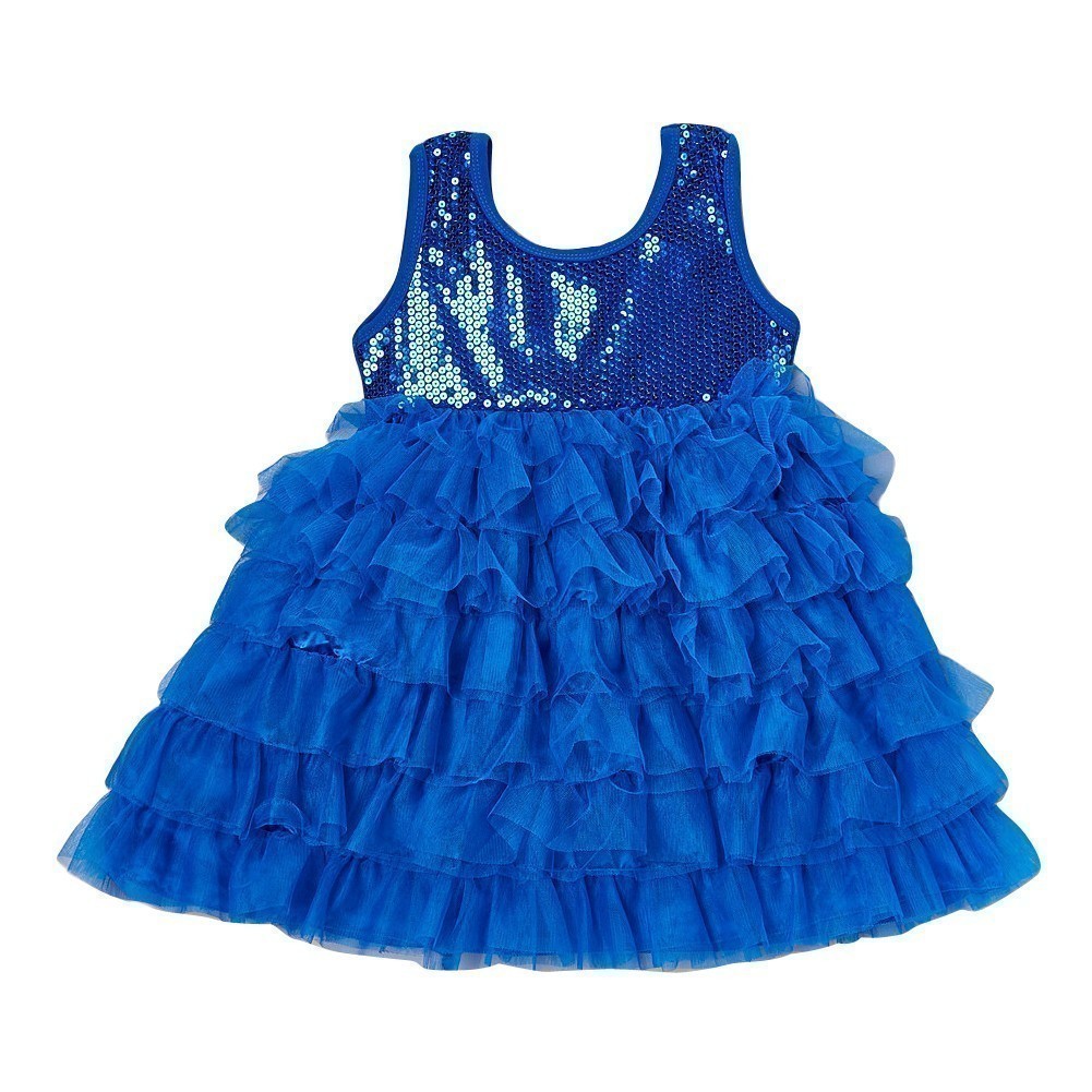 Girls Royal Blue Sequin Tiered Tutu Flower Girl Dress 12M-7