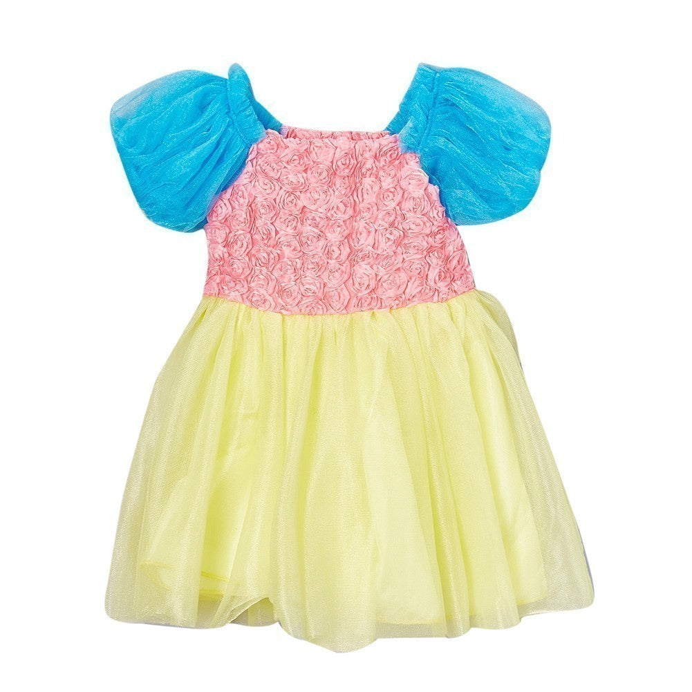 Girls Blue Pink Yellow Blue Puff Sleeve Princess Halloween Dress 12M-7