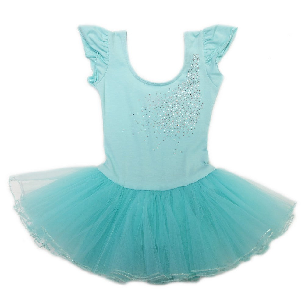 Girls Mint Rhinestone Bow Accent Tutu Ballet Dress S (9-24M)-XL (6-8)
