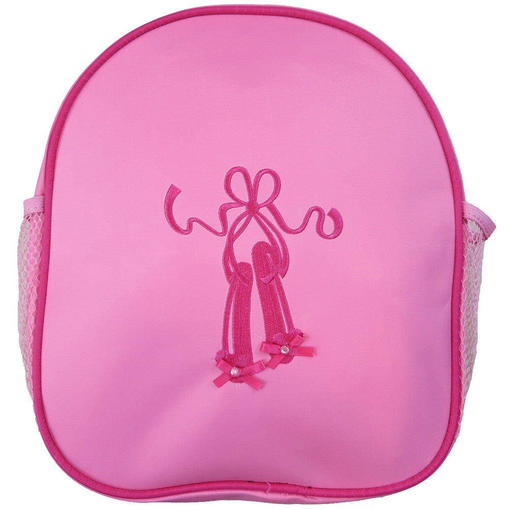Girls Pink Ballet Shoe Mesh Side Pockets Stylish Backpack