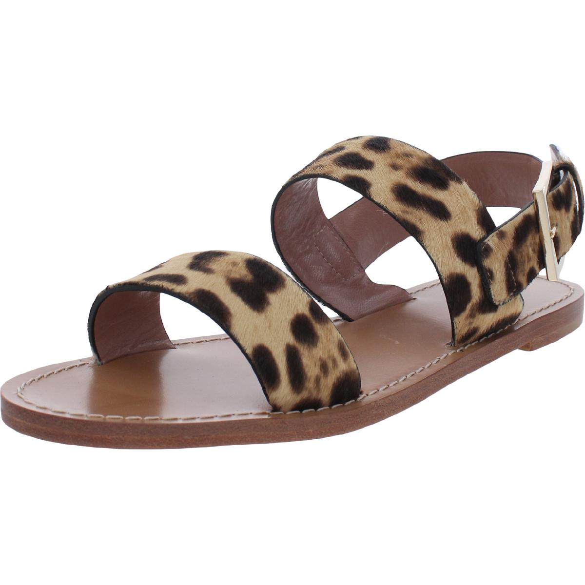 Calf Hair Leopard Print Flat Sandals