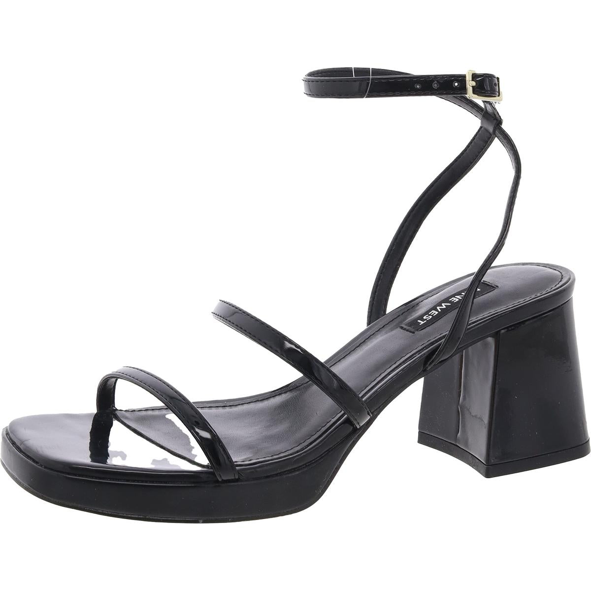 FLAME3 Strappy Patent Leather Block Heels