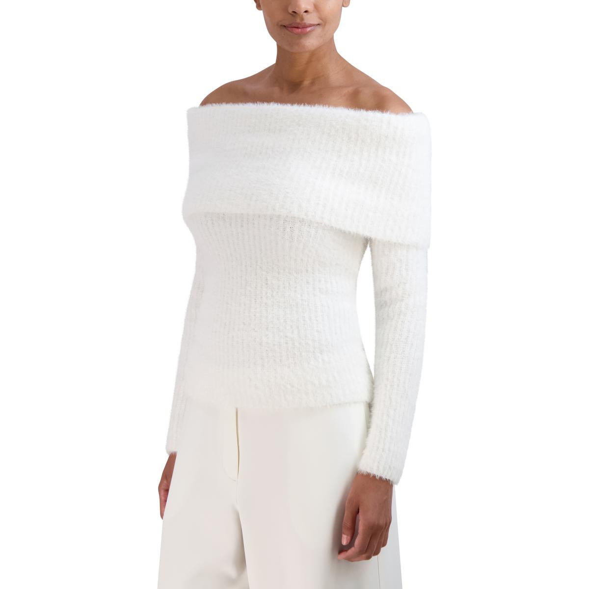 Off-the-Shoulder Ribbed Pullover Sweater