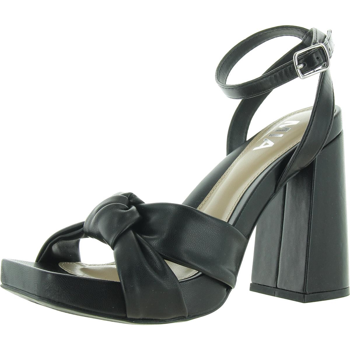 Adjustable Faux Leather Block Heel
