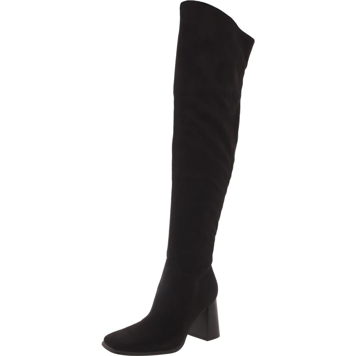 Denki Faux Suede Square Toe Over-The-Knee Boots