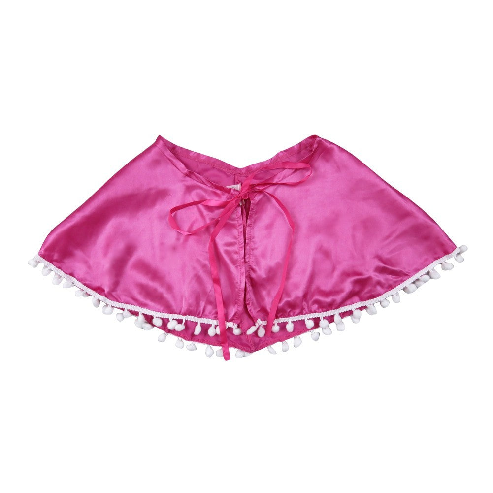 Little Girls Hot Pink White Pom Pom Trim Halloween Cape 2-4
