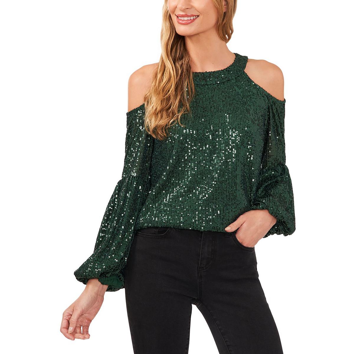 Sequined Cold Shoulder Blouse