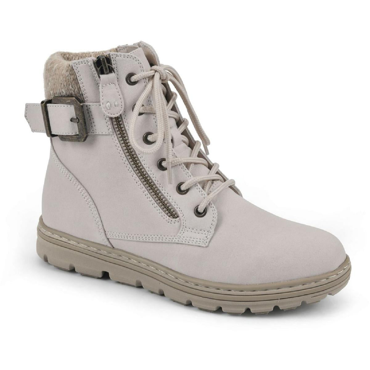 Kelsie Zipper Faux Leather Hiking Boots