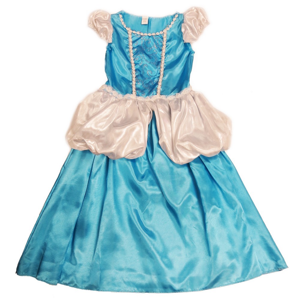 Girls Blue White Glitter Scroll Dress S-L (4-12)