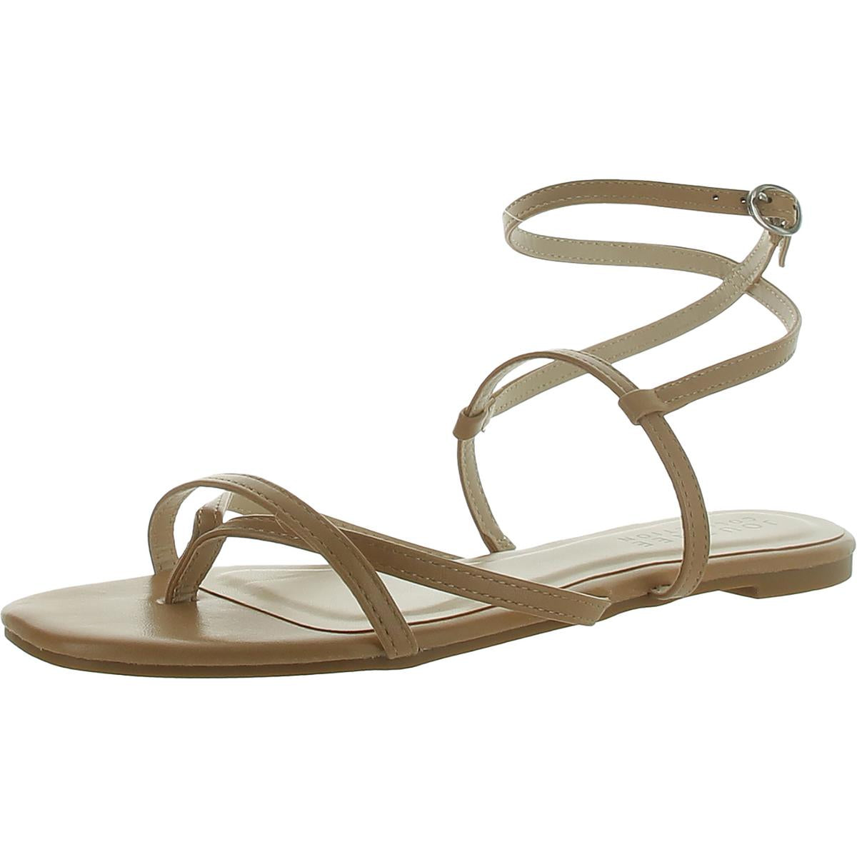 Faux Leather Adjustable Strappy Sandals