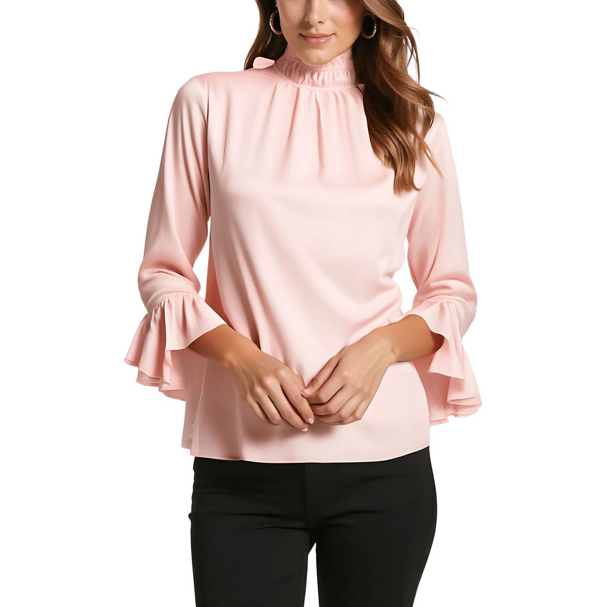 Pleated Ruffled Neck Blouse