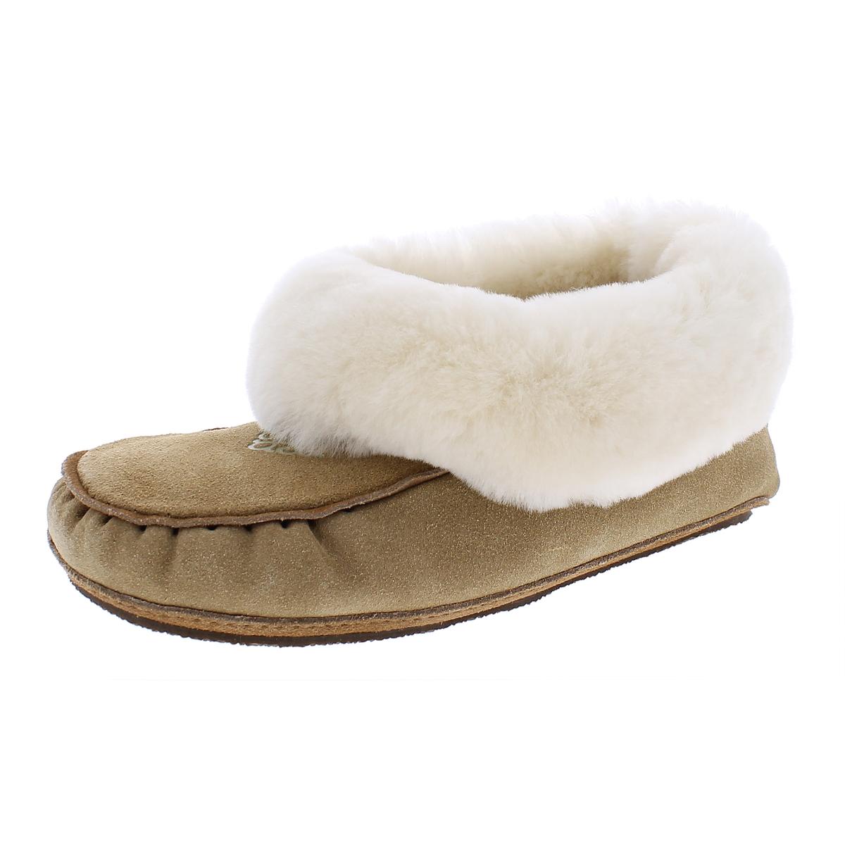 Navajo Suede Shearling Lined Moccasin Slippers