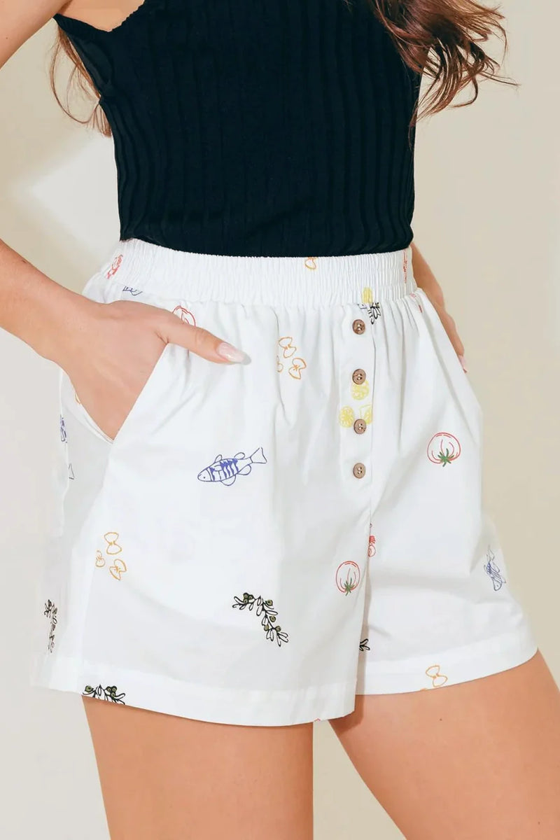 AFTER HOURS WHITE WOVEN SHORTS