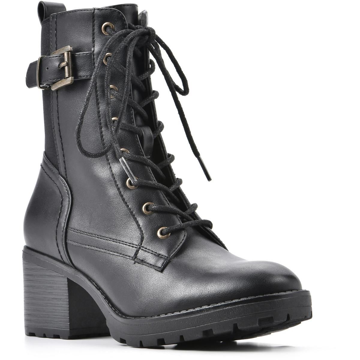 Bradley Faux Leather Ankle Combat & Lace-up Boots