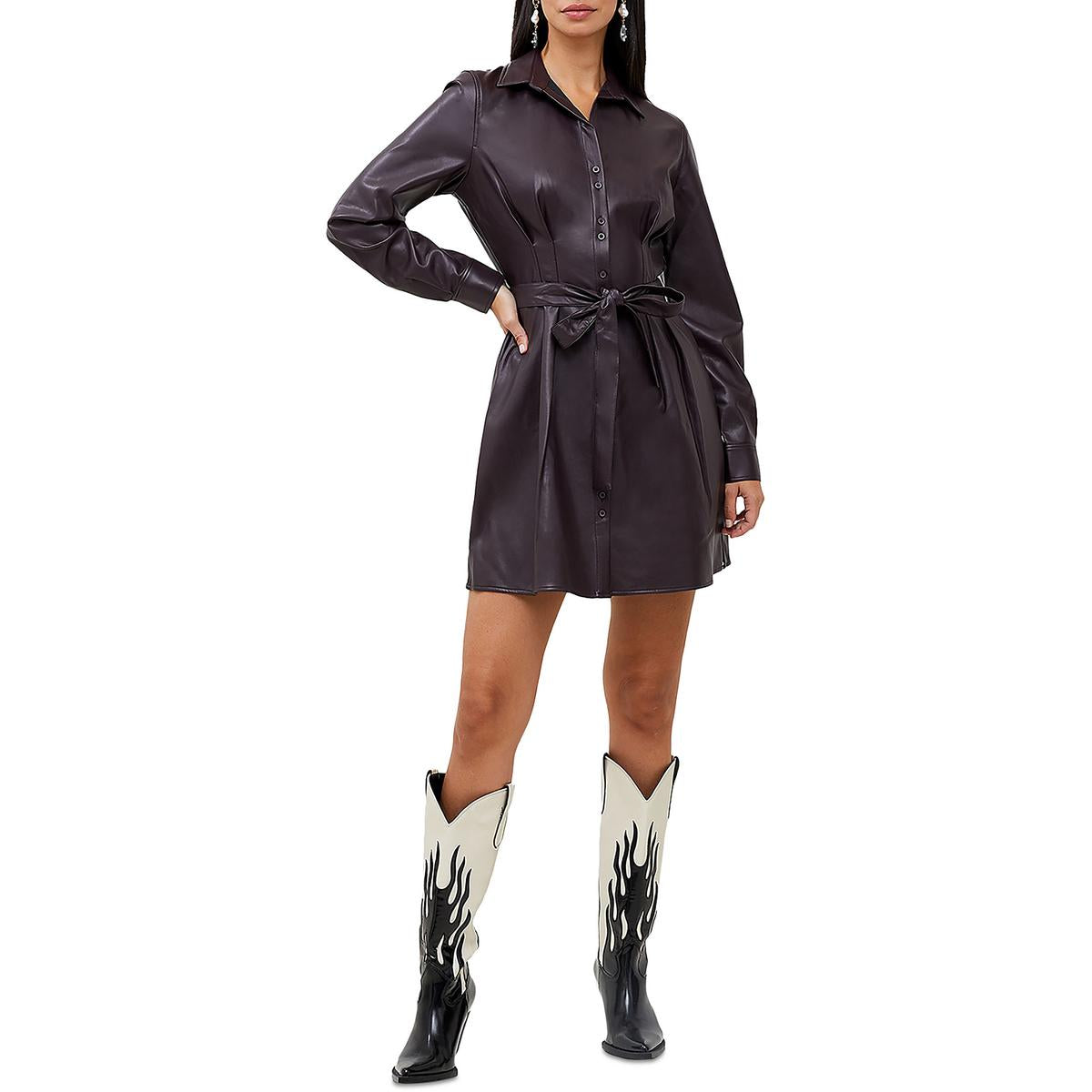 Crolenda Faux Leather Coated Shirtdress