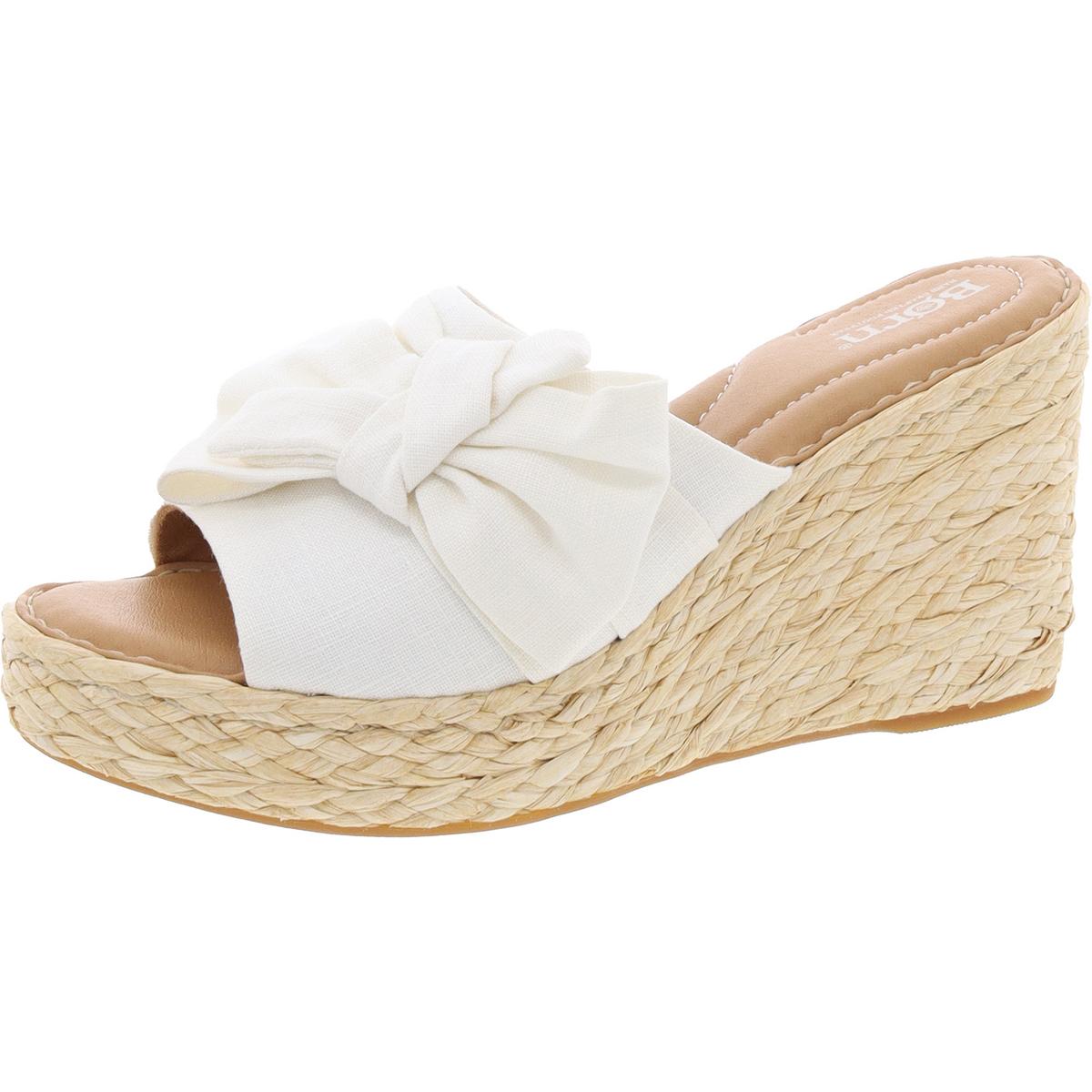 Adalia Bow Canvas Wedge Sandals