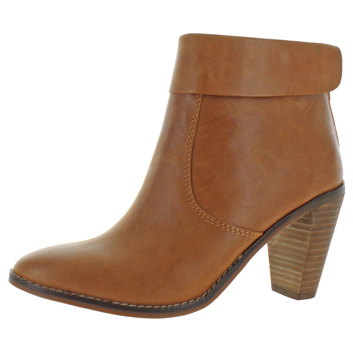 Nycott Leather Fold-Over Stacked Heel Ankle Bootie