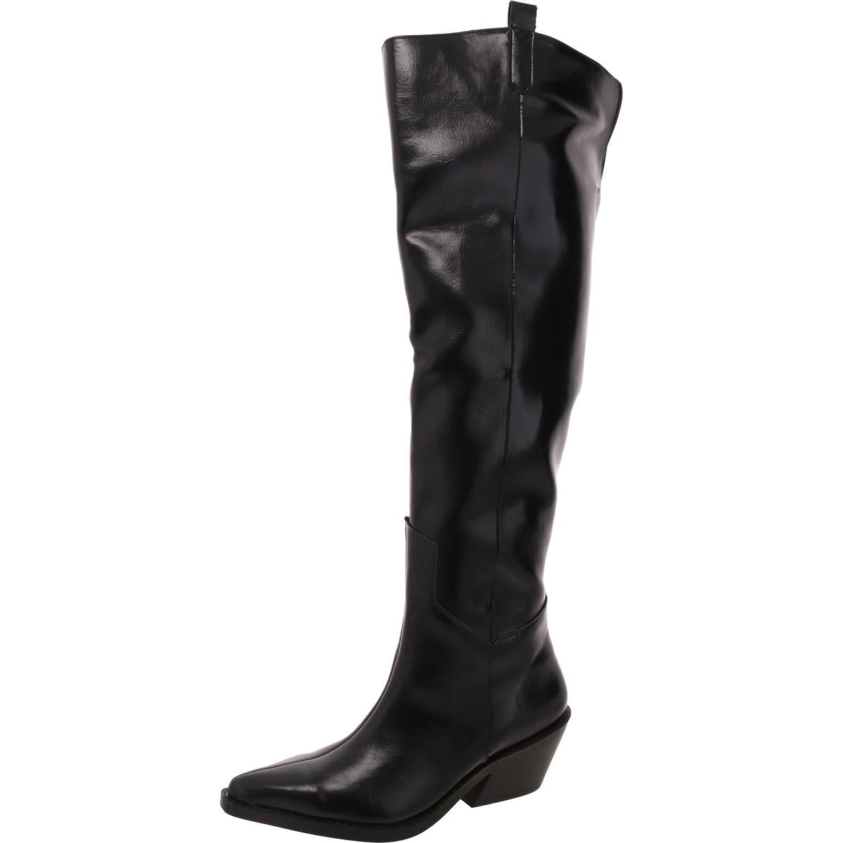Luela Faux Leather Solid Over-The-Knee Boots