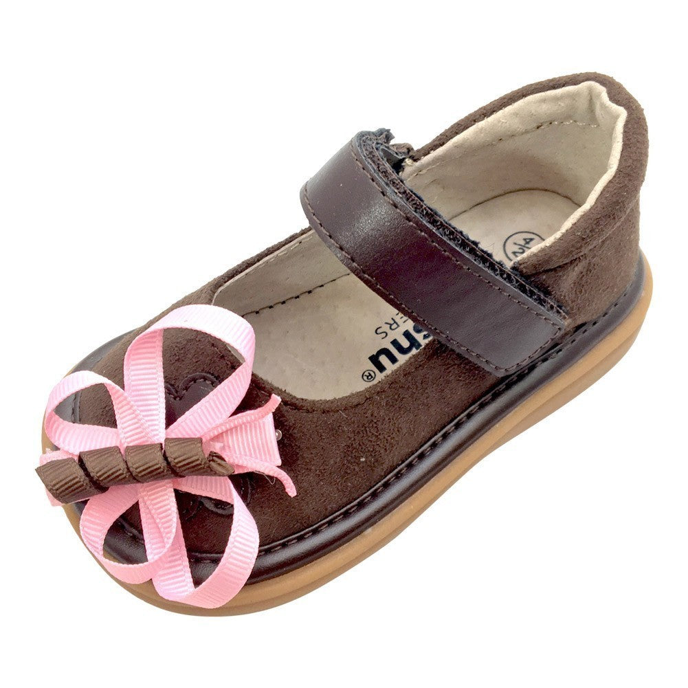 Mooshu Trainers Little Girls Chocolate Suede Squeaky Mary Jane Shoes 5-9 Toddler
