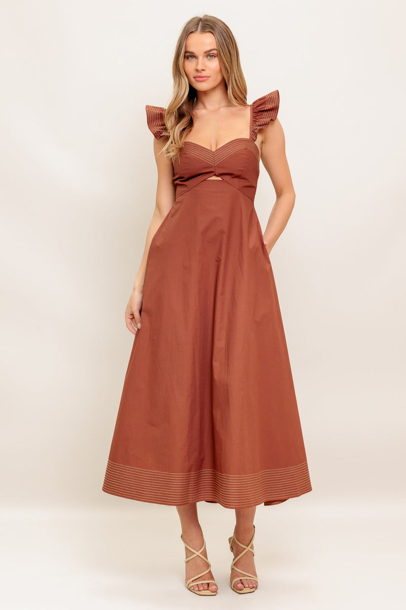 TUSCAN SUNSET WOVEN MIDI DRESS