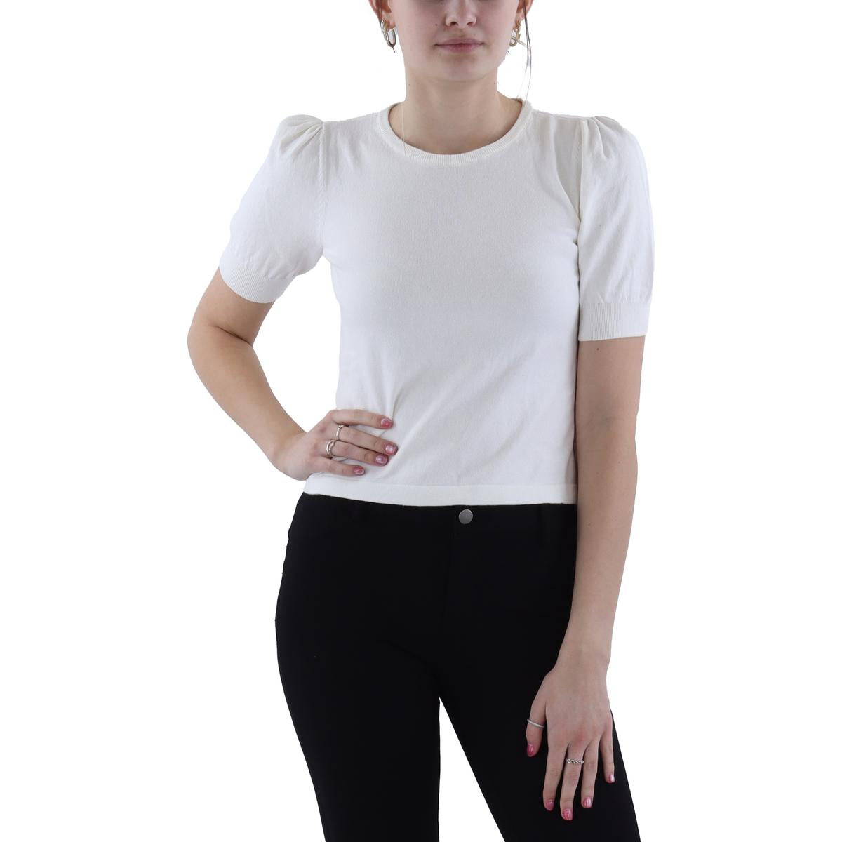 Crewneck Puff Sleeve Pullover Sweater