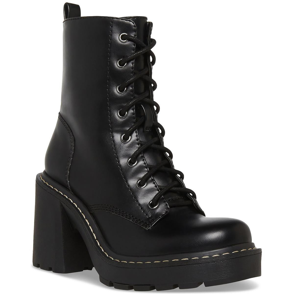 Lion Faux Leather Zipper Combat & Lace-up Boots