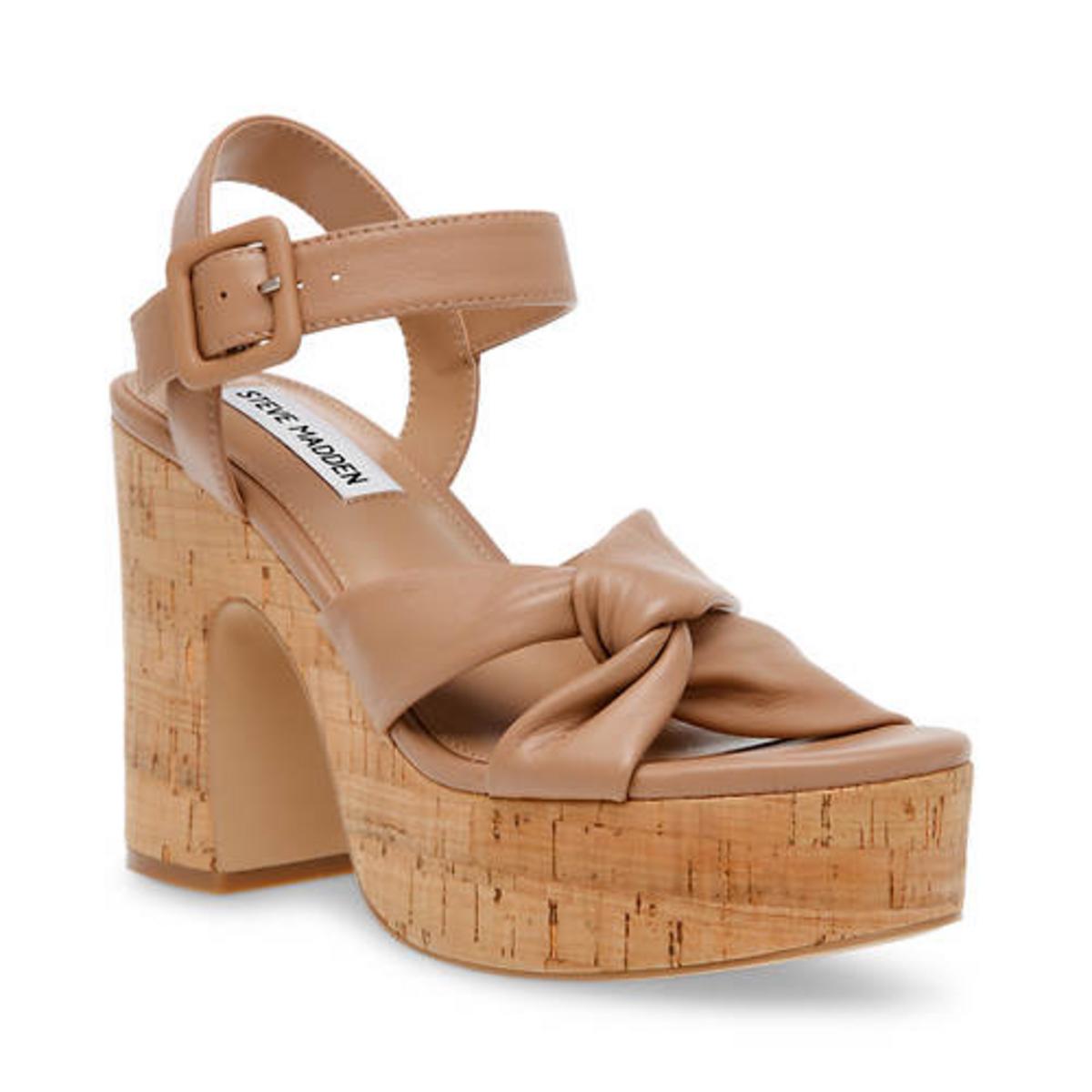 Cacy Leather Ankle Strap Platform Sandals