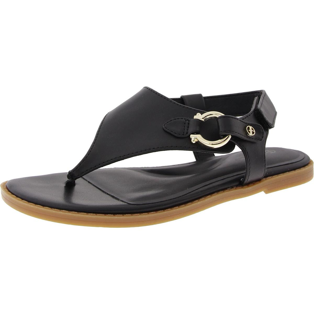Adjustable Faux Leather T-Strap Sandals