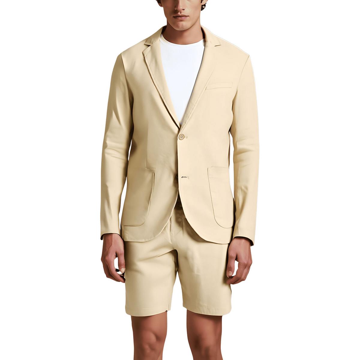 Pocket Linen Two-Button Blazer