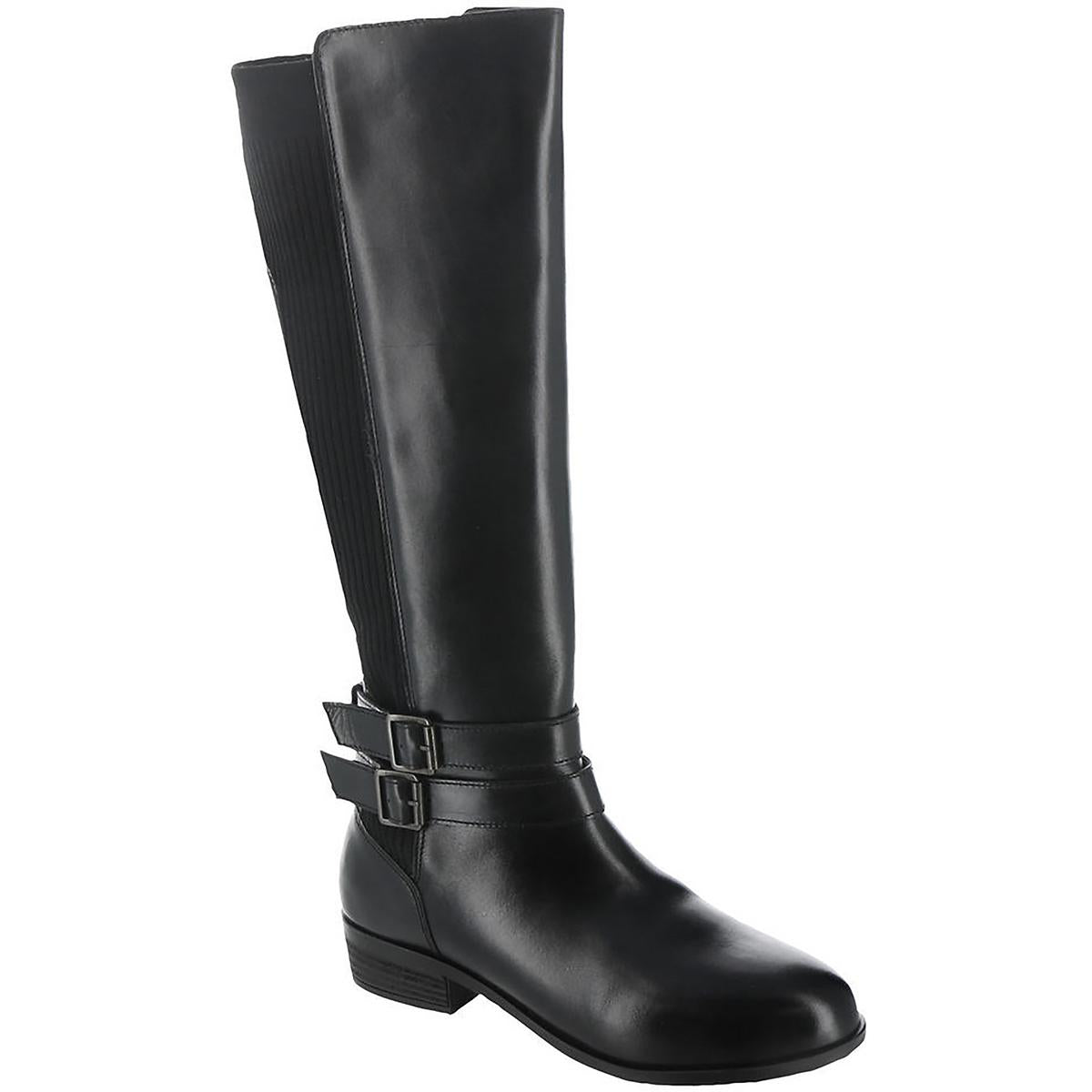 Bonnie Leather Stacked Heel Knee-High Boots