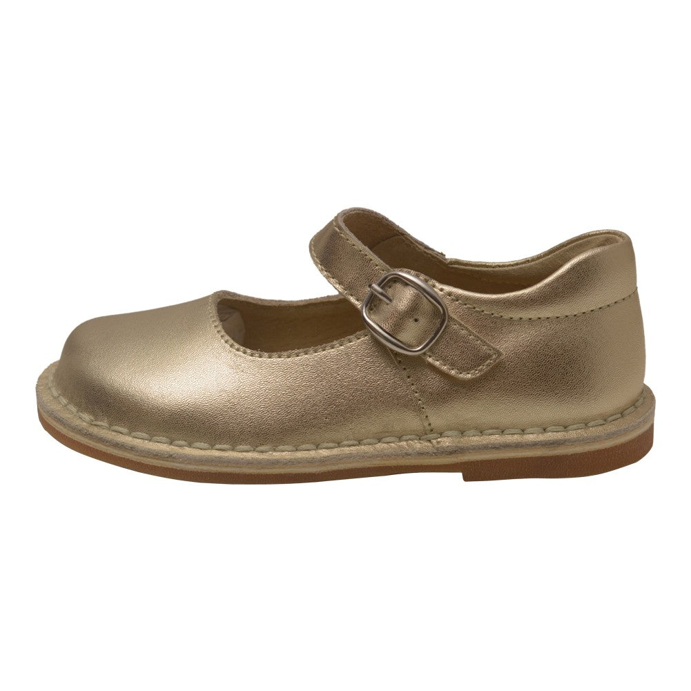 Girls Gold Classic Matte Leather Mary Jane Shoes 11 Kids