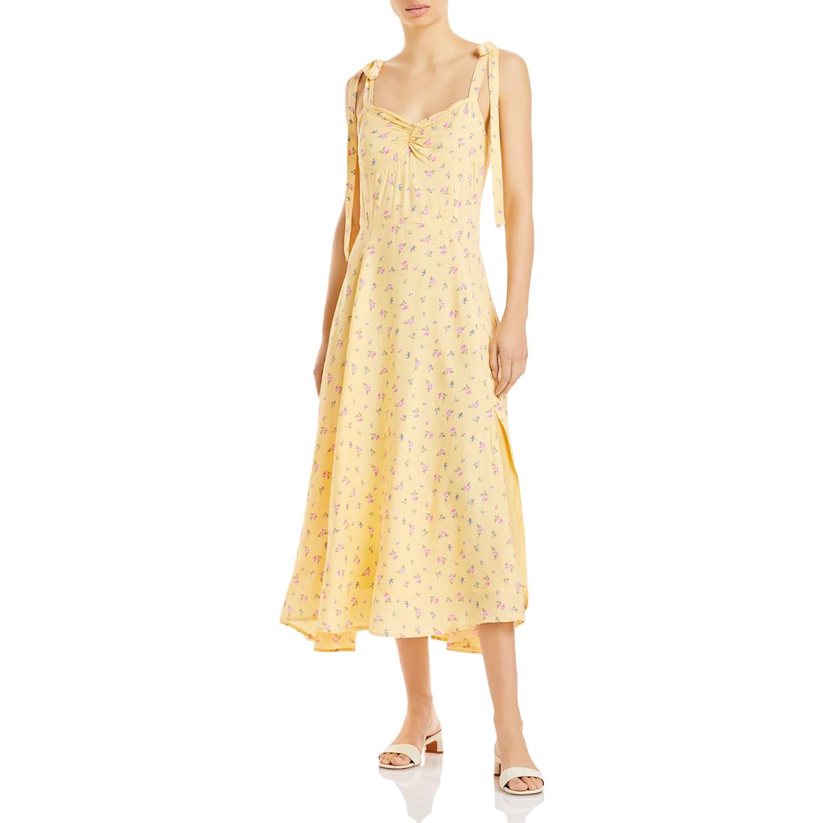 Tie Shoulder Calf Midi Dress