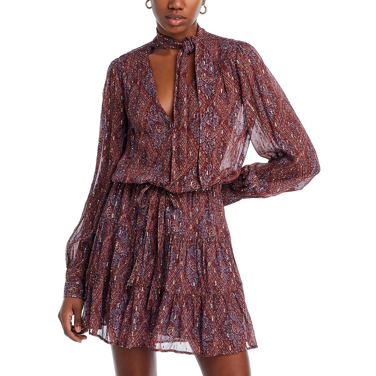 Cleobelle Chiffon Metallic Mini Dress
