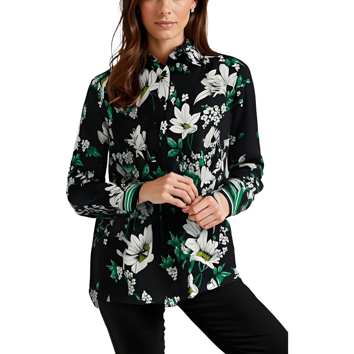 Striped Trim Collar Henley