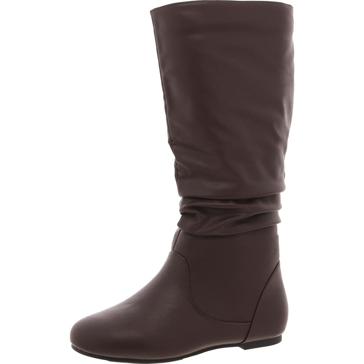 Laceless Faux Leather Knee-High Boots