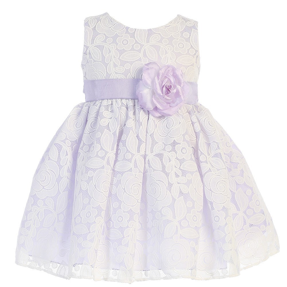 Little Girls Lilac Floral Tulle Adorned Easter Dress 2T-6